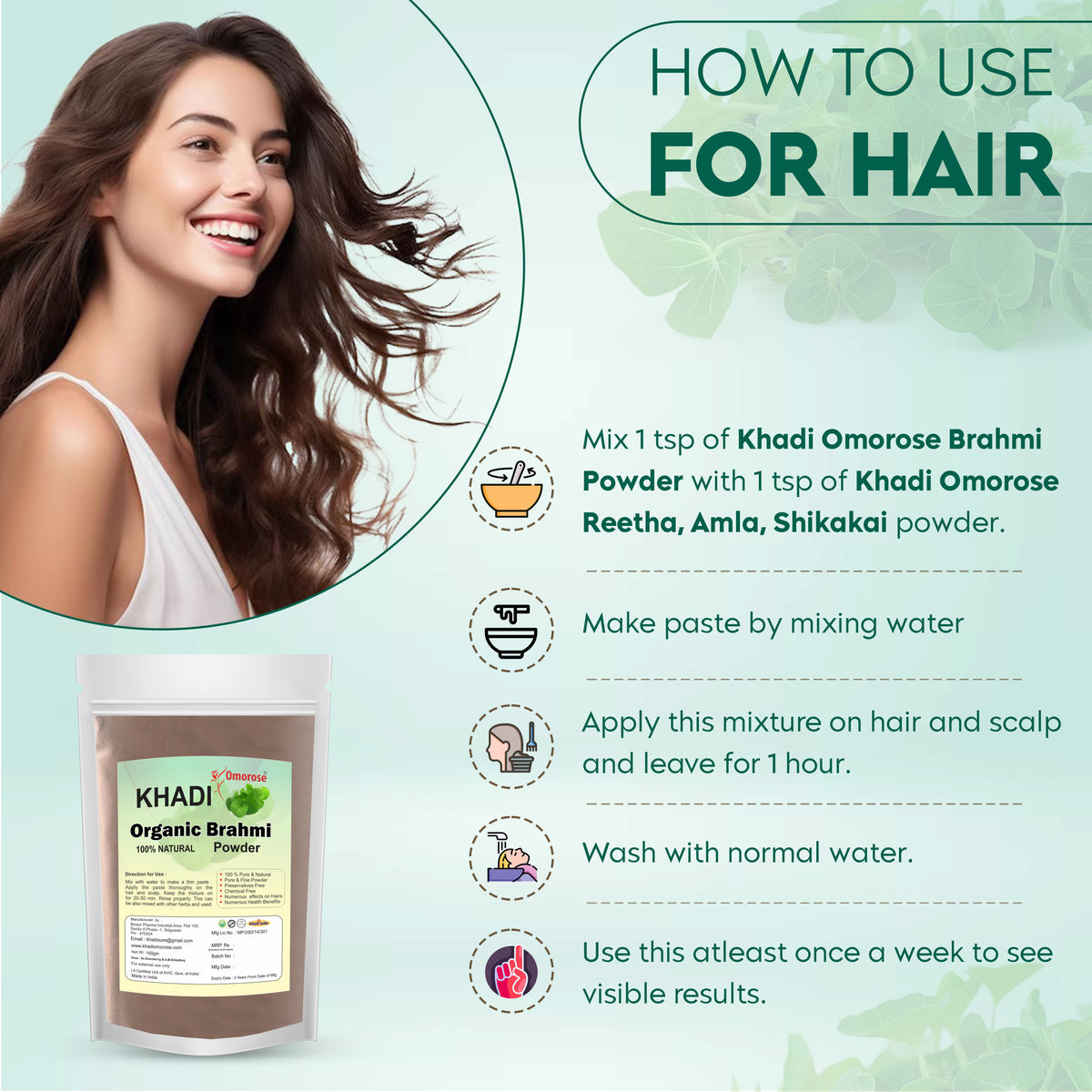 Khadi Omorose Organic Brahmi Powder – 100% Natural Hair Care