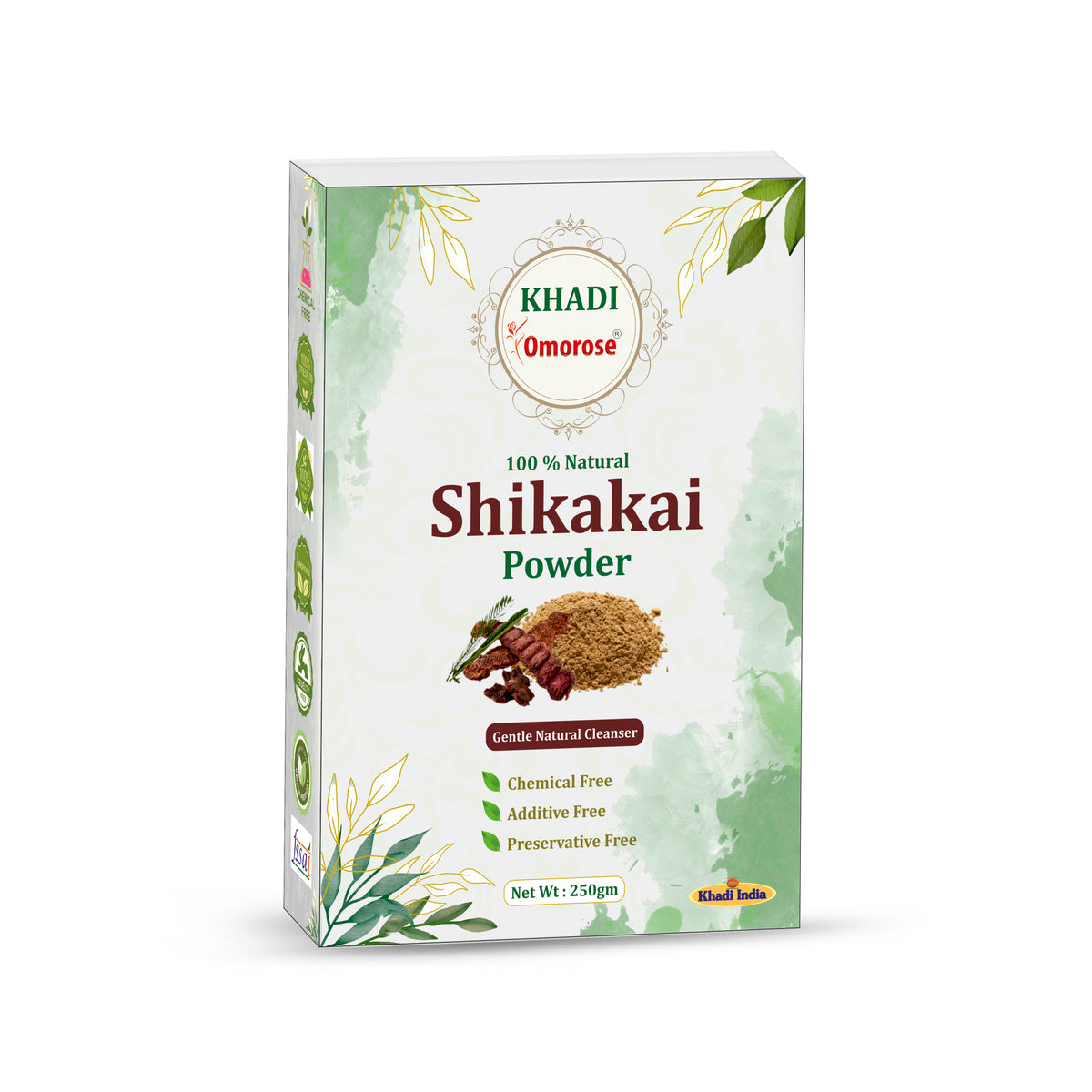 Khadi Omorose Shikakai Powder | Natural Hair Cleanser | 250 Grams |100% Natural Conditions Hair, Adds Shine, Chemical-Free | Resealable Zipper Pouch |