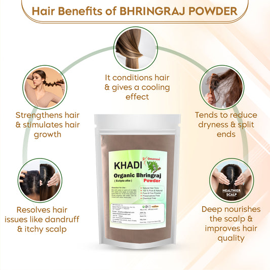 Khadi Omorose Organic Bhringraj Powder – 100% Pure & Natural (100g)