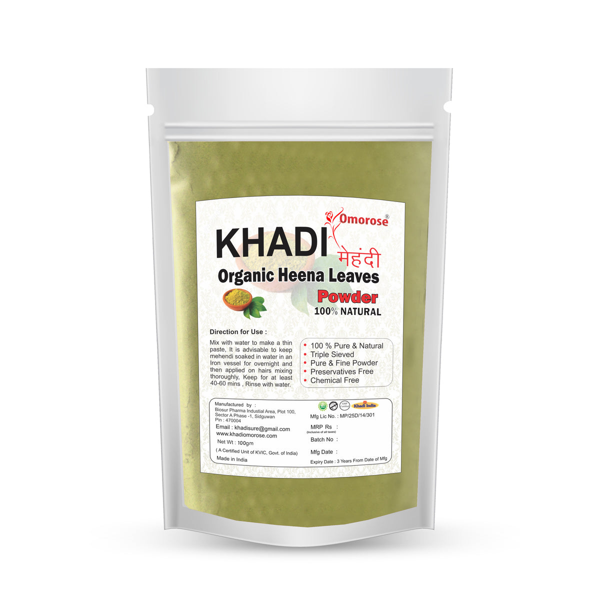 Khadi Omorose 100% Pure Henna Powder – 100g