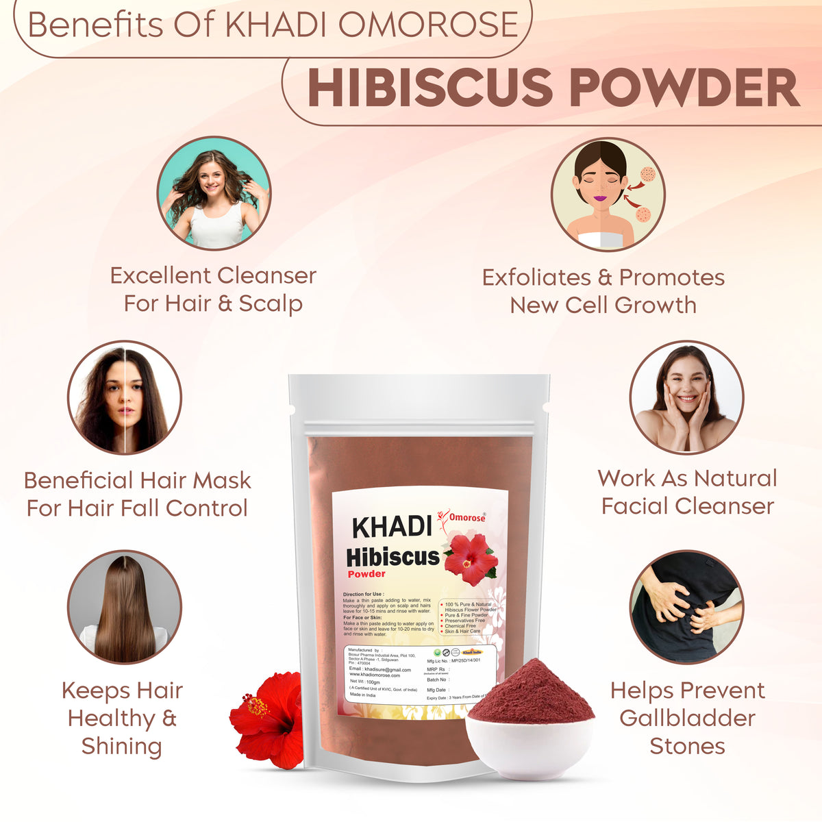 Khadi Omorose 100% Pure Hibiscus Powder – 100g