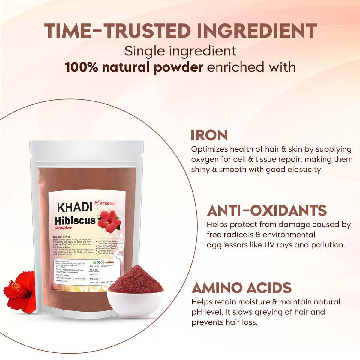 Khadi Omorose 100% Pure Hibiscus Powder – 100g