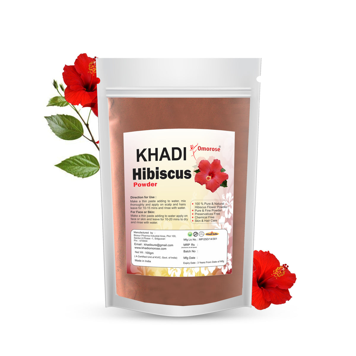 Khadi Omorose 100% Pure Hibiscus Powder – 100g
