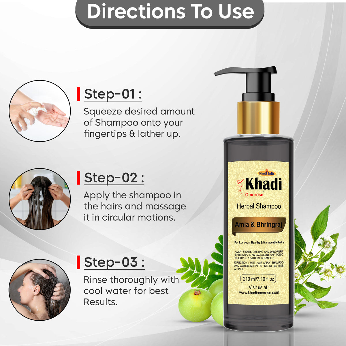 Khadi Omorose Ayurvedic Amla & Bhringraj Shampoo, 210 ml