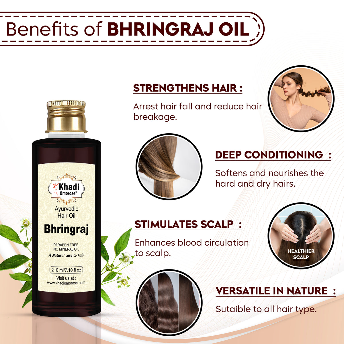 Khadi Ayurvedic Bhringraj Hair Oil – For Hair Strength & Scalp Wellness