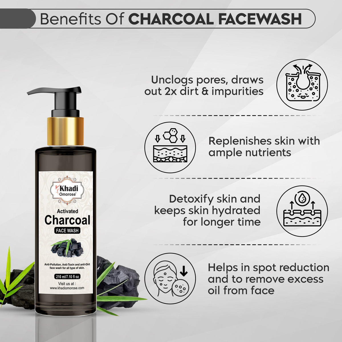 Khadi Omorose Charcoal Face Wash – 200ml