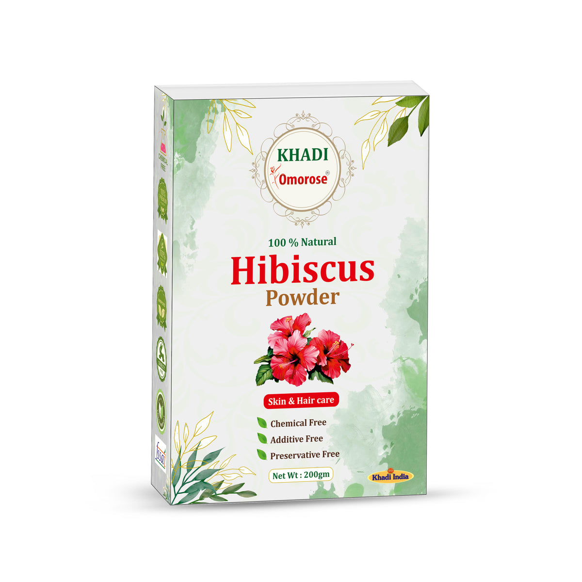 Khadi Omorose Hibiscus Flower Powder | 200 Grams |Fights Dandruff, Adds Shine, Anti-Ageing Benefits, Exfoliates, Hydrates, Moisturizes |100% Natural, Chemical-Free for Hair & Skin Care