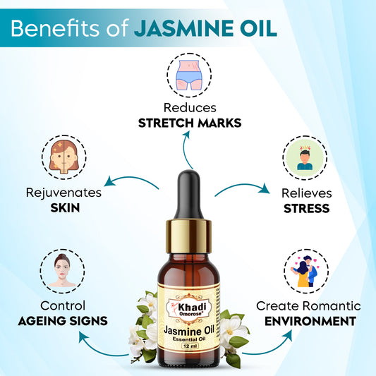 Khadi Omorose Jasmine Essential Oil with Self Dispensing Dropper Plug -12 ml