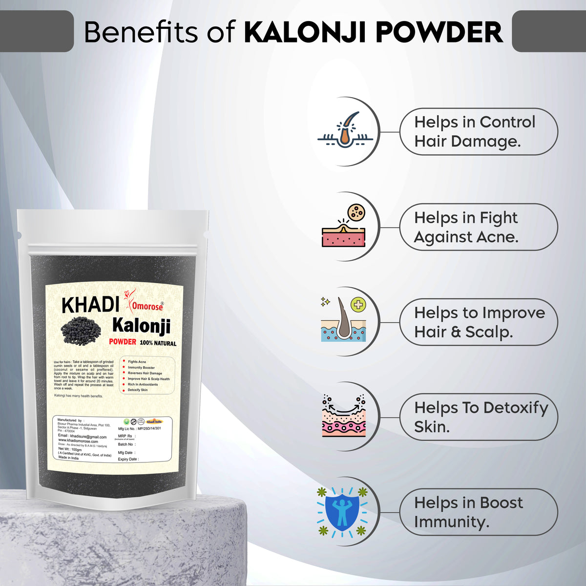 Khadi Omorose Kalonji powder(Black Seed) 100 grams…