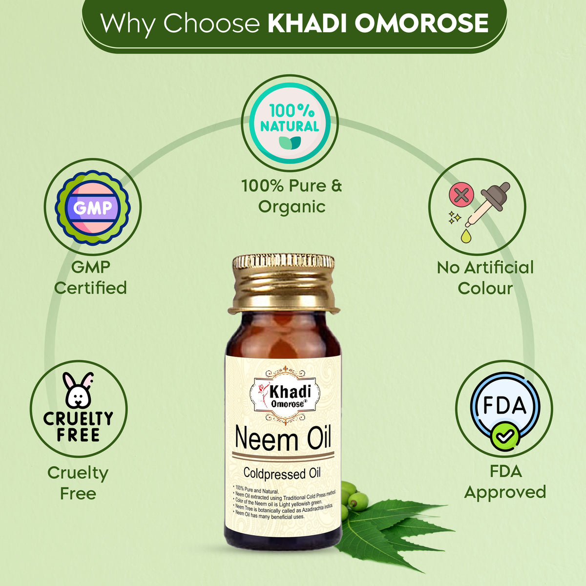 Khadi Omorose Neem Oil – Coldpressed Oil