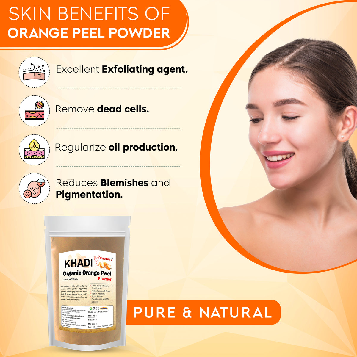 Khadi Omorose Orange Peel Powder For Natural Cleanser (100 Gms)