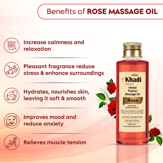 Khadi Rose Herbal Massage Oil – For Deep Relaxation & Nourished Skin