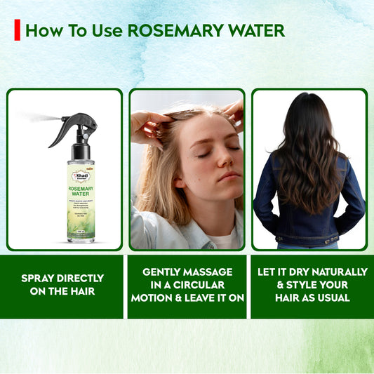 Khadi Omorose Rosemary Water Hair Spray for Hair Growth | Instant Shine | Strengthens Hair Roots & Strand | All Hair Types 100ml