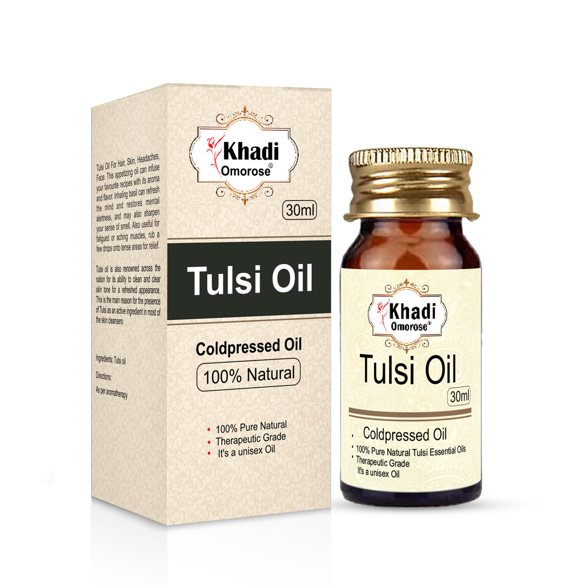 Khadi Omorose Tulsi Oil – Coldpressed Oil