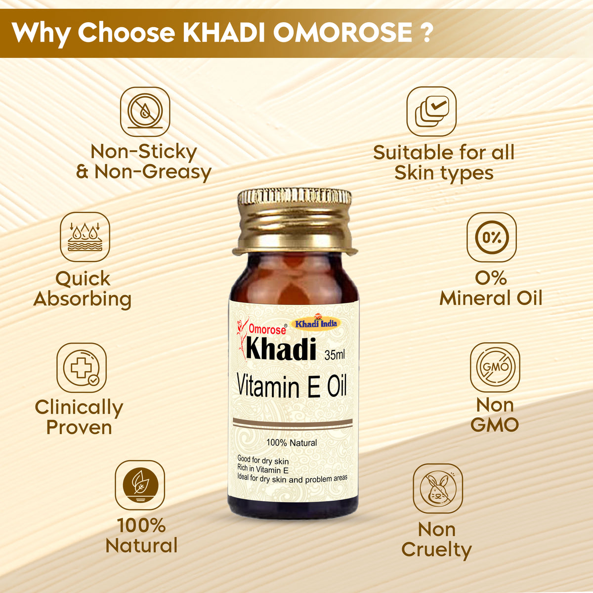 Khadi Omorose Vitamin E Oil – 100% Natural