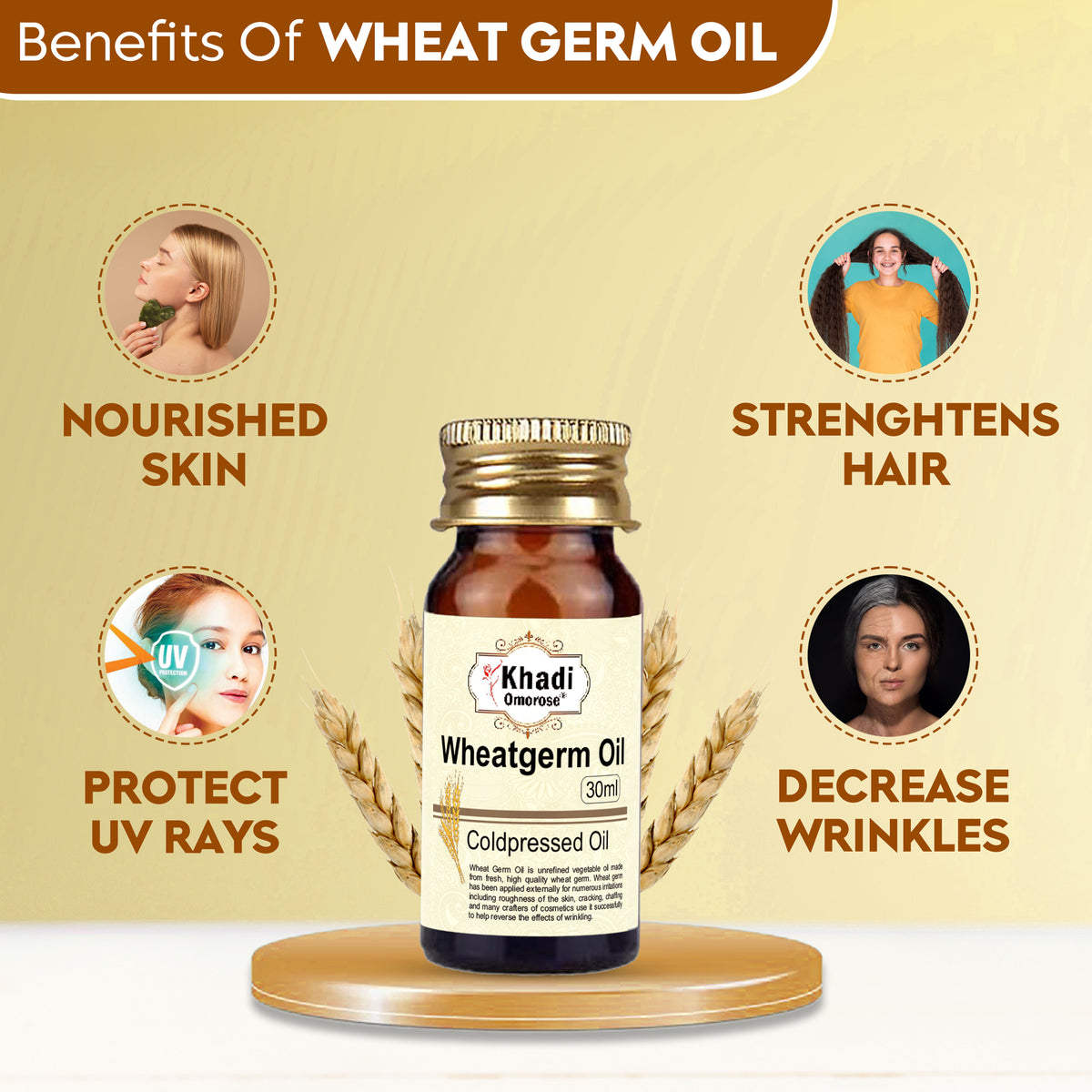 Khadi Omorose Wheatgerm Oil (Cold Pressed, 100% Natural) – 30ml